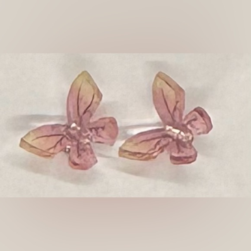 🦋✨Mini fairy Pastel Watercolor Resin Butterfly Stud Earrings 925 Silver Post✨🦋 - Picture 7 of 16